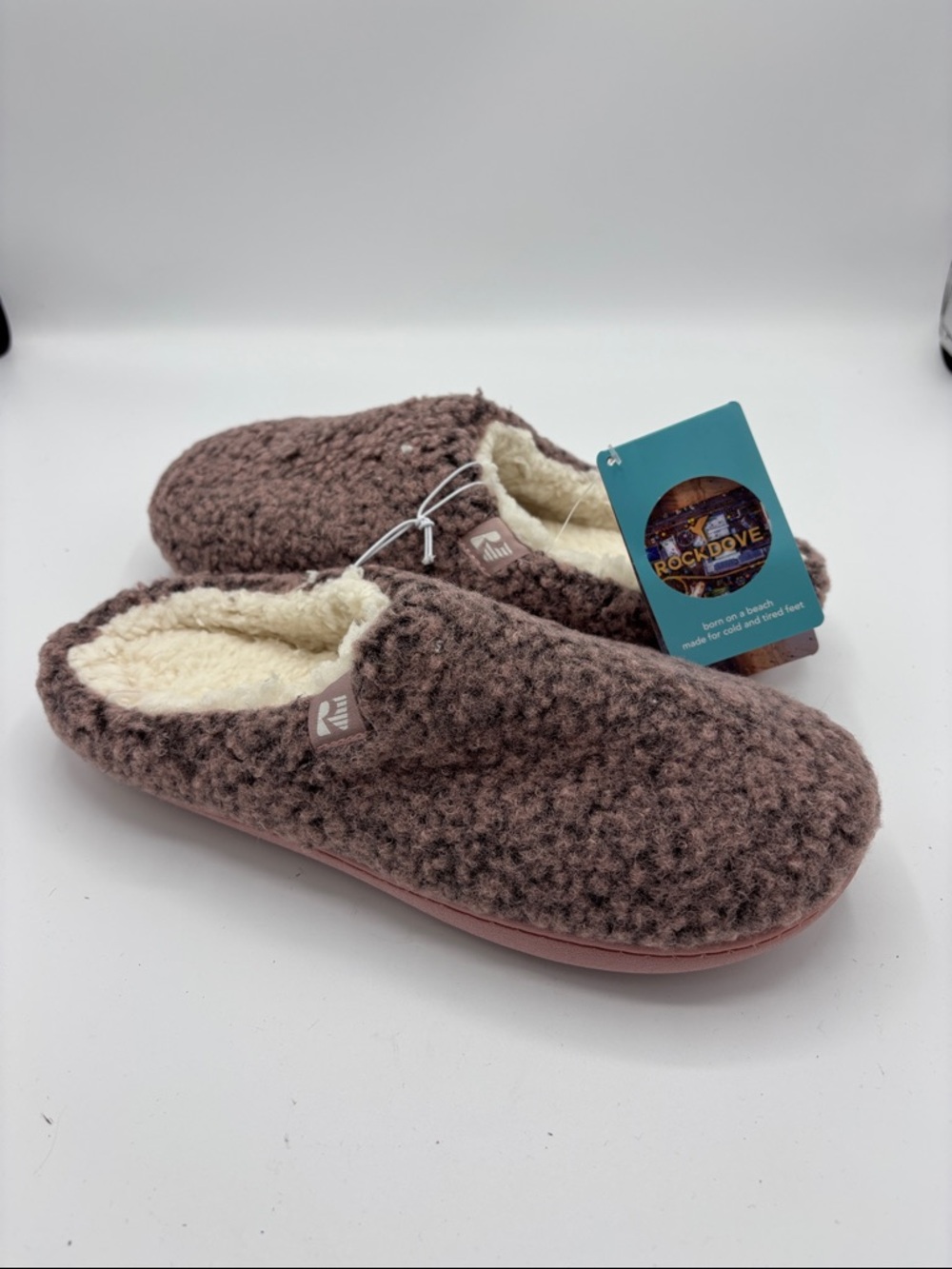RockDove Womens Cozy Fleece Slippers - Mauve Brown